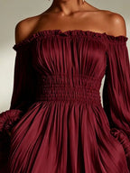 Off-shoulder Pleated Mini Dress (14)