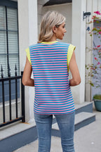 Contrast Striped Round Neck T-shirt (8)