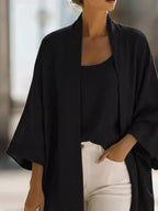 Full Size Open-front Cardigan Matching Tank Top Set Plus (9)
