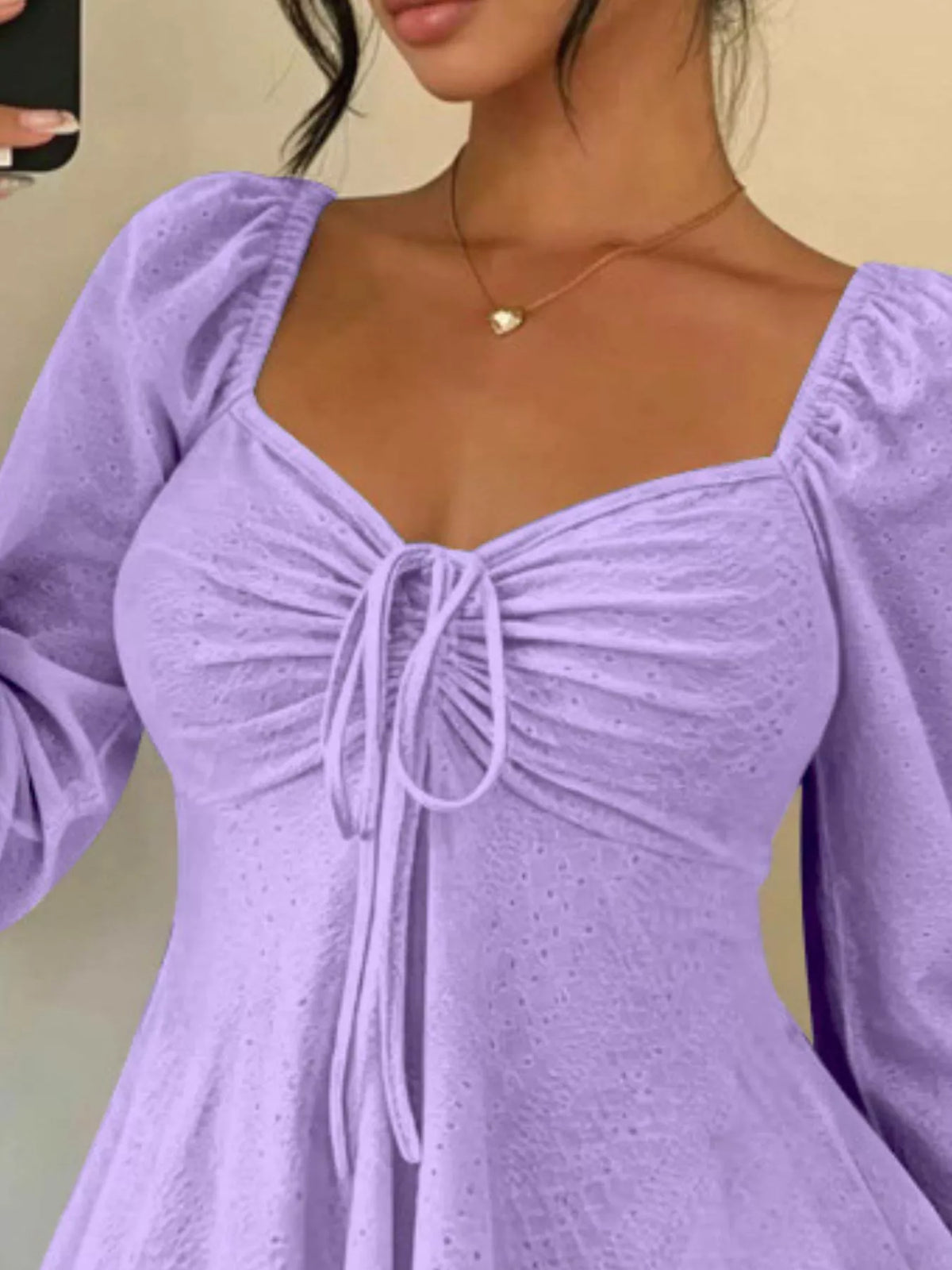 Ruched Sweetheart Neck Long Sleeve Top (20)