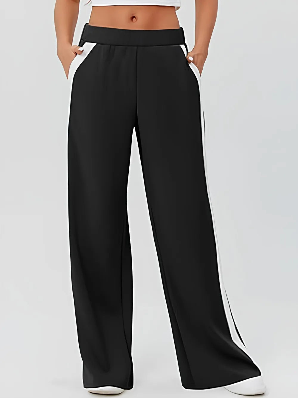 Side Striped Wide Leg Pants (4)
