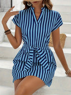 Striped Tie Waist Mini Dress (10)