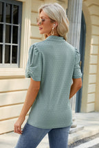 Eyelet Johnny Collar Puff Sleeve Blouse (12)