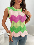 Block Round Neck Sweater Vest (20)