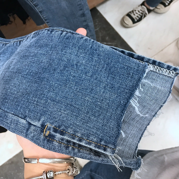 Cropped Jeans High-waist Ripped Pants photo 2