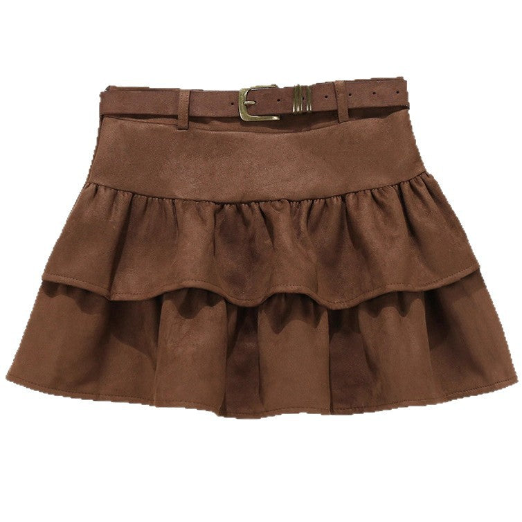 Brown Suede Cake Skirt photo 5