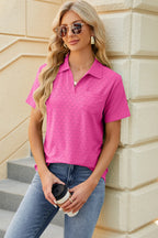 Pocketed Johnny Collar Short Sleeve Blouse (7)