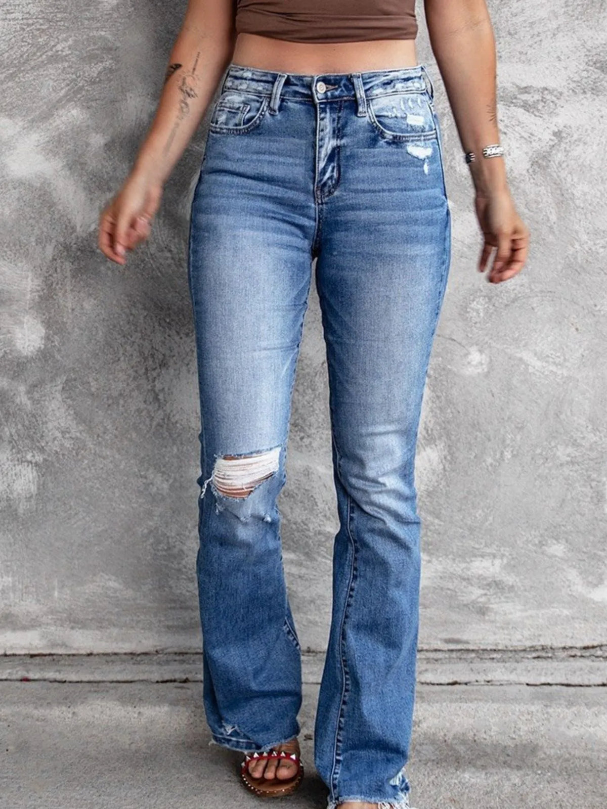 Distressed Flare Jeans (2)