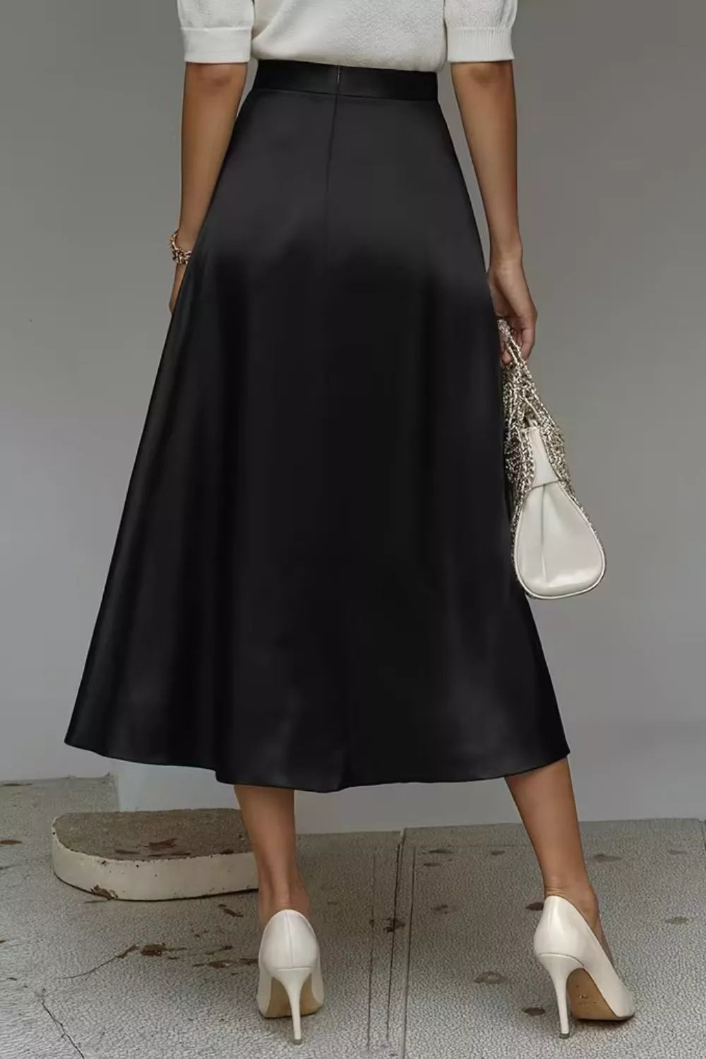 Satin A-line Midi Skirt (7)