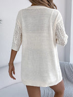 Openwork Open Front Half Sleeve Cardigan (6)