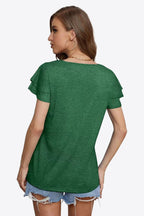 Tie-neck Layered Flutter Sleeve Blouse (24)