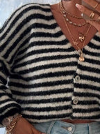 Striped Knit Button-down Cardigan (6)