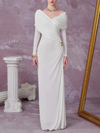 Ruched Draped Long Sleeve Maxi Dress (3)