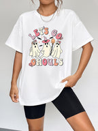 Round Neck Short Sleeve Let's Go Graphic T-shirt (3)