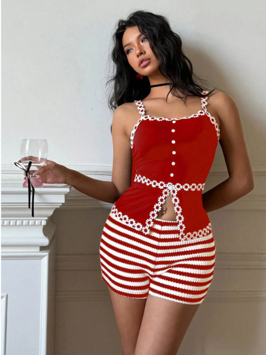 Striped High Waist Knit Shorts (14)