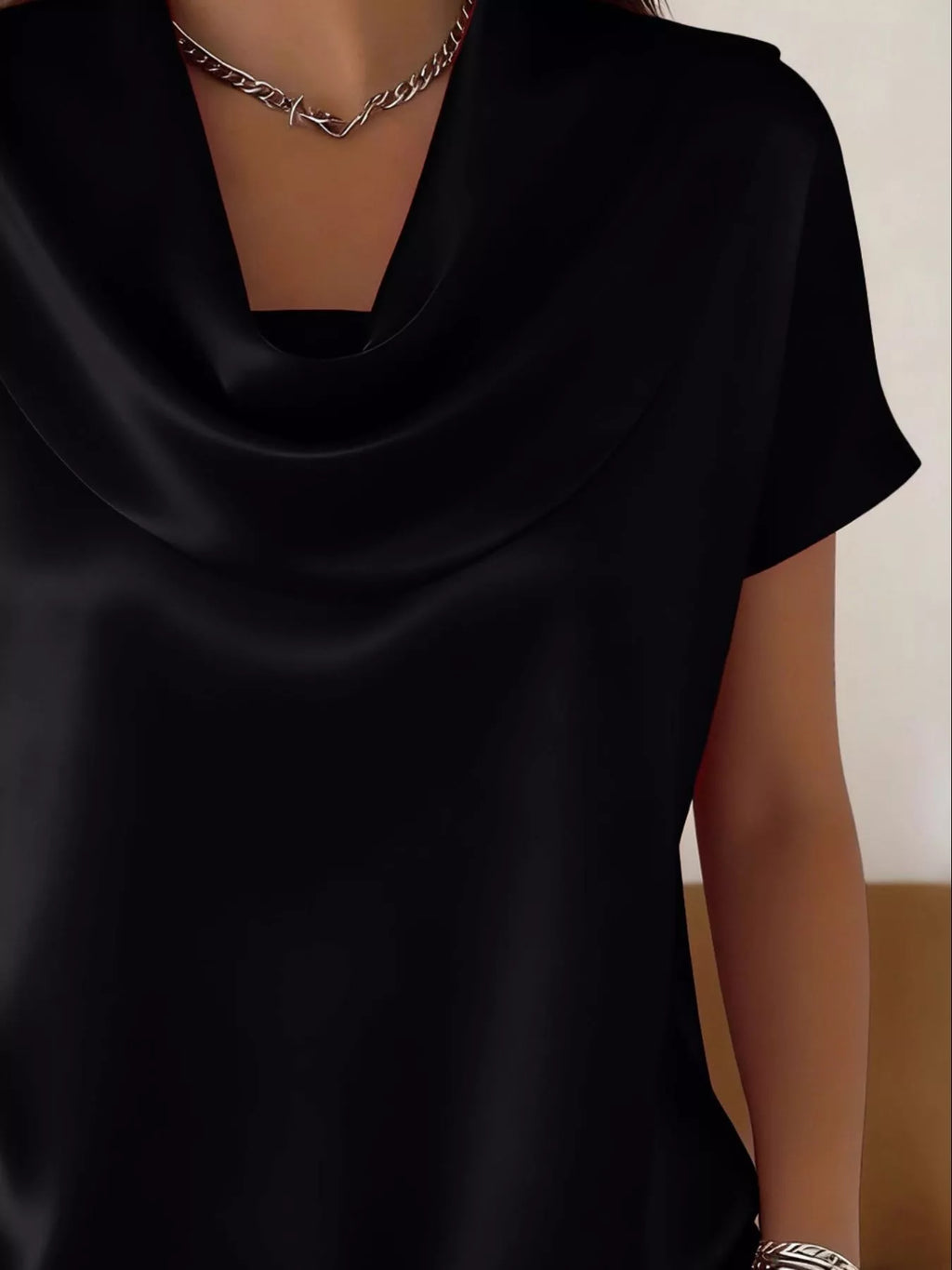 Cowl Neck Short Sleeve Blouse (4)
