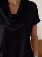 Cowl Neck Short Sleeve Blouse (4)