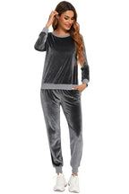 Round Neck Long Sleeve Loungewear Set Pockets (3)