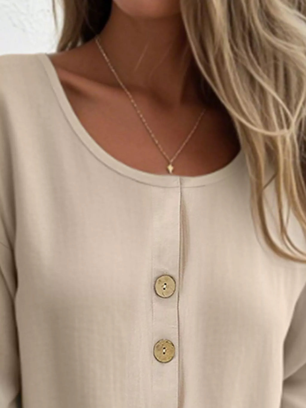 Full Size Button-front 3/4 Sleeve Casual Blouse Plus (2)