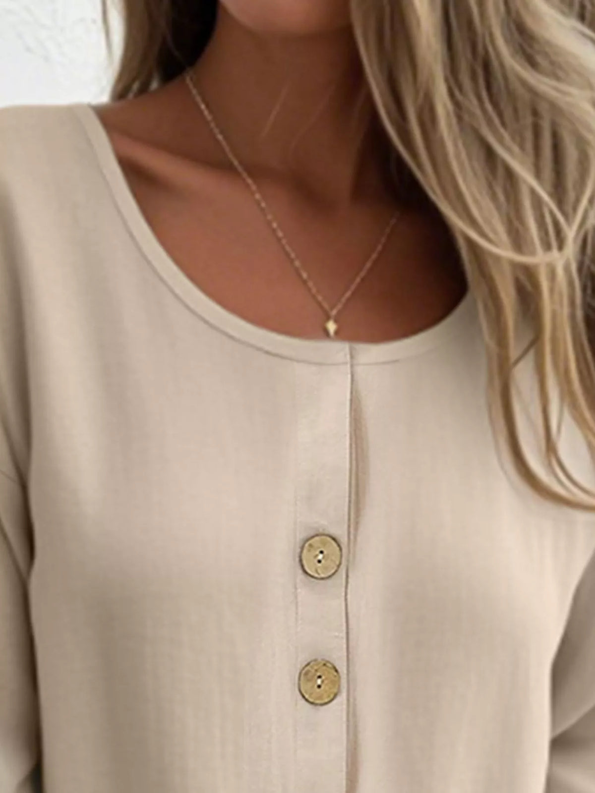 Full Size Button-front 3/4 Sleeve Casual Blouse Plus (2)
