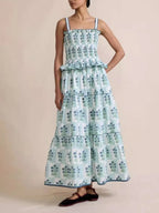 Smocked Ruffled Square Neck Maxi Dress (6)