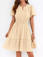 Short Sleeve Smocked Waist Tiered Dress (21)