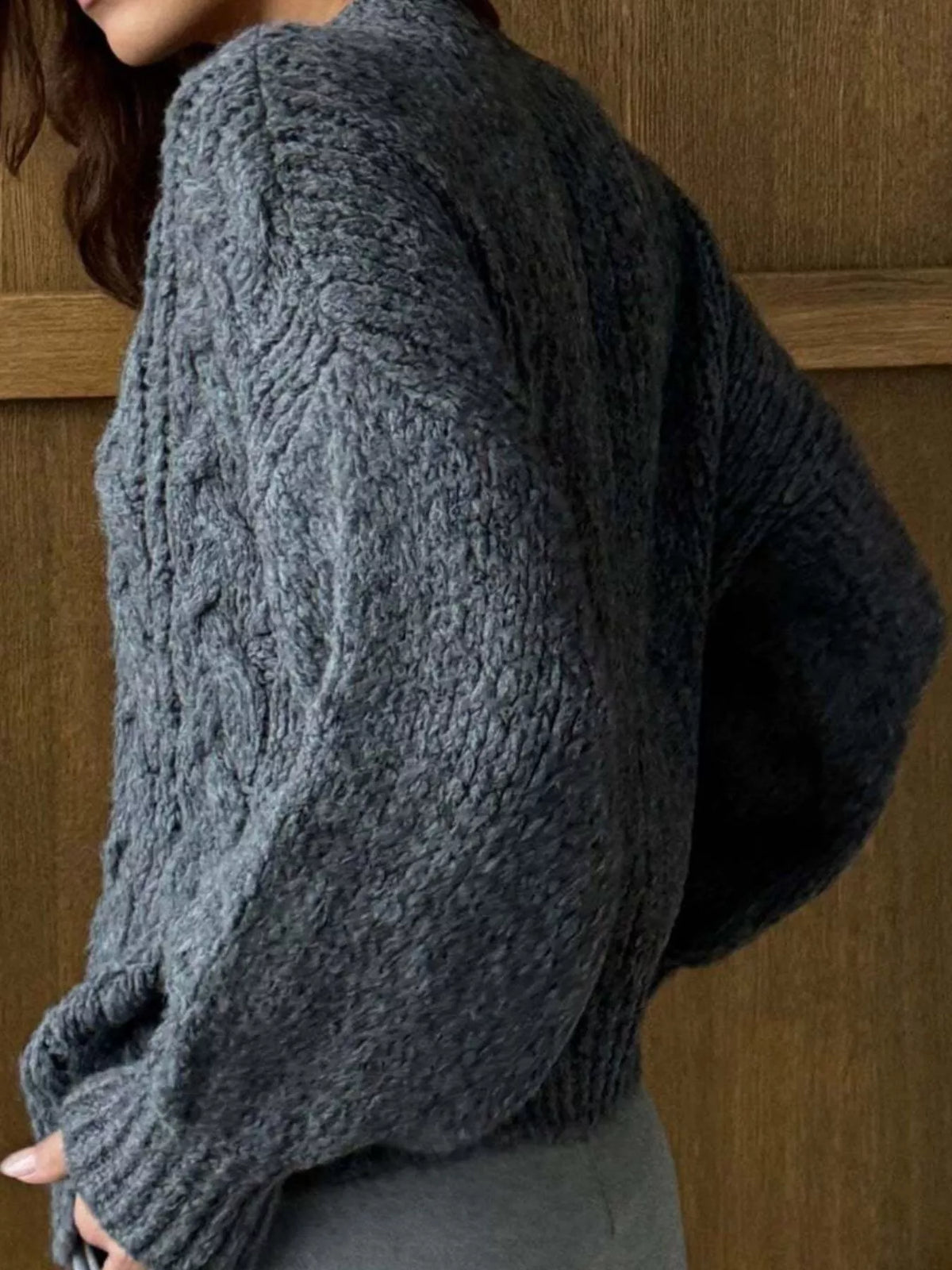 Cable Knit Button-down Cardigan (20)