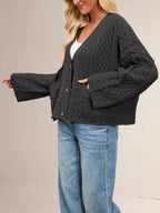 Cable Knit Button-down Cardigan (5)