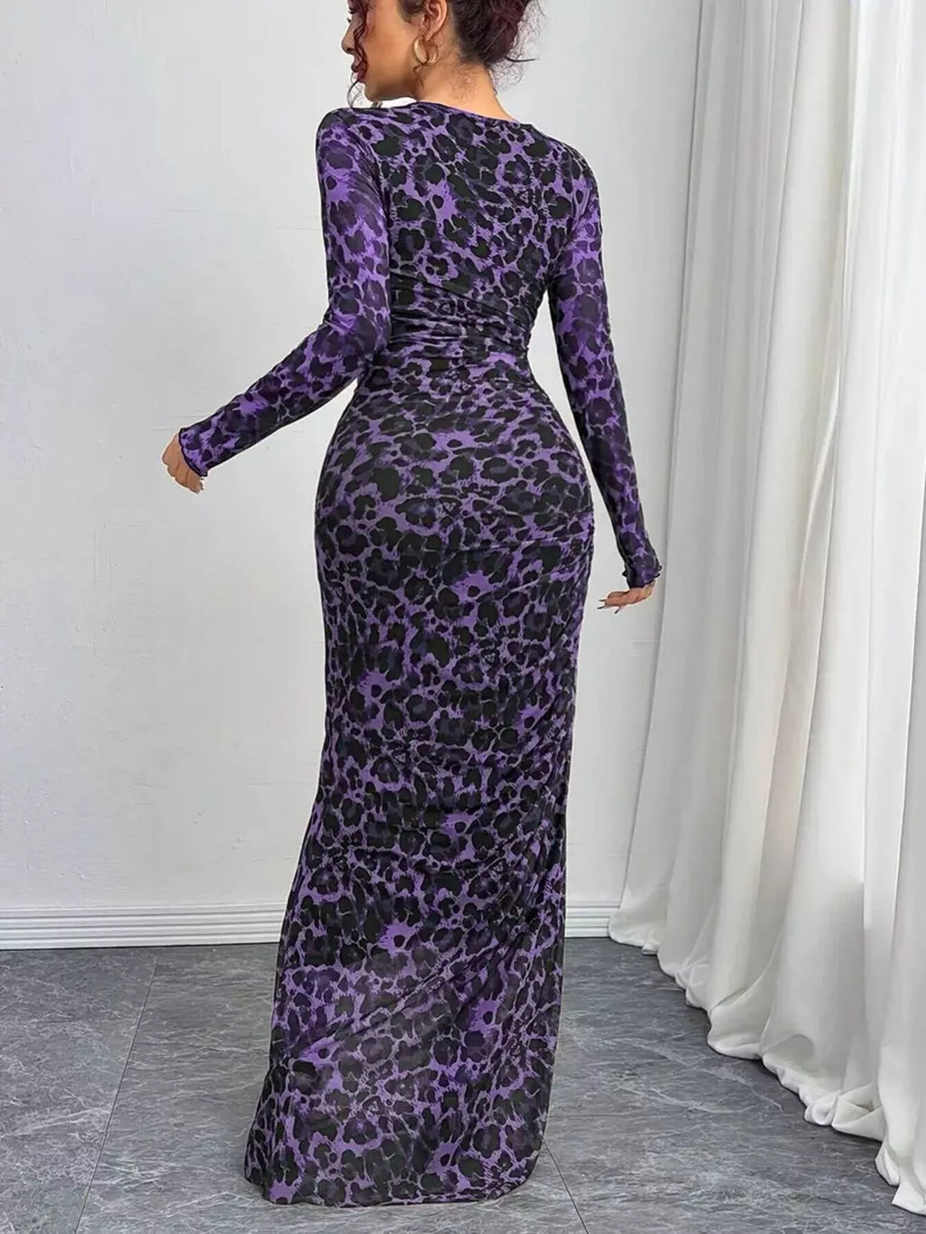 Leopard Ruched Bodycon Maxi Dress (13)