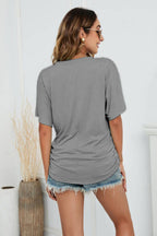 V-neck Side Ruched Tee (2)