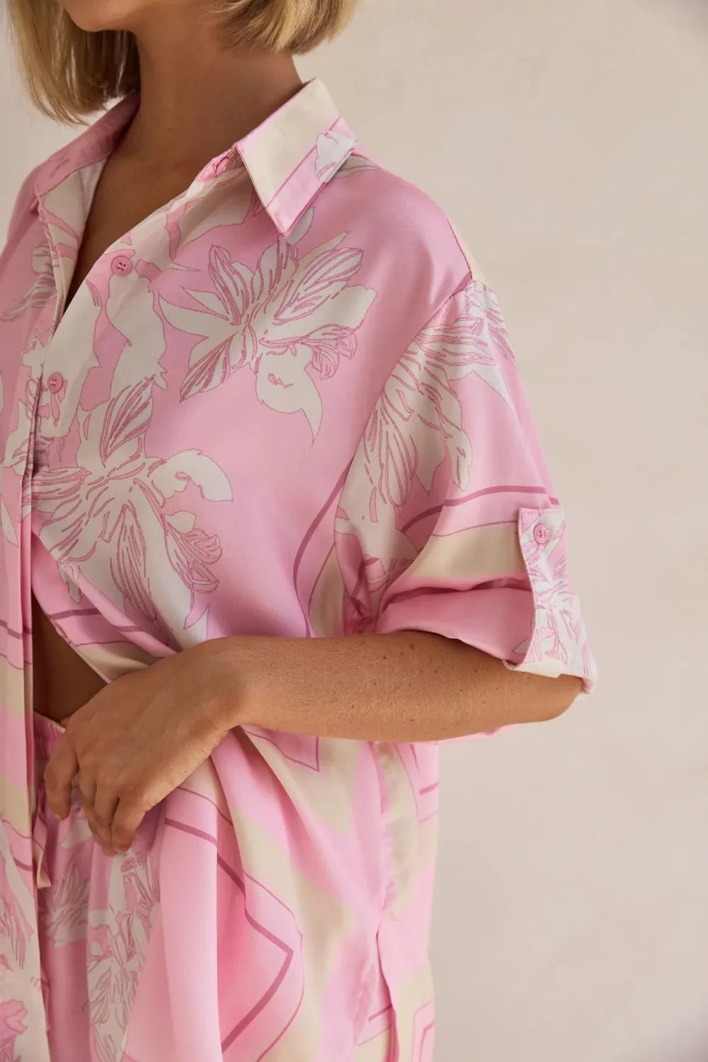 Printed Button Up Shirt Pants Set (23)