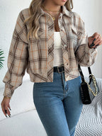 Plaid Button Up Long Sleeve Jacket (20)