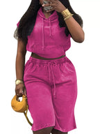 Hooded Crop Top Shorts Set (2)