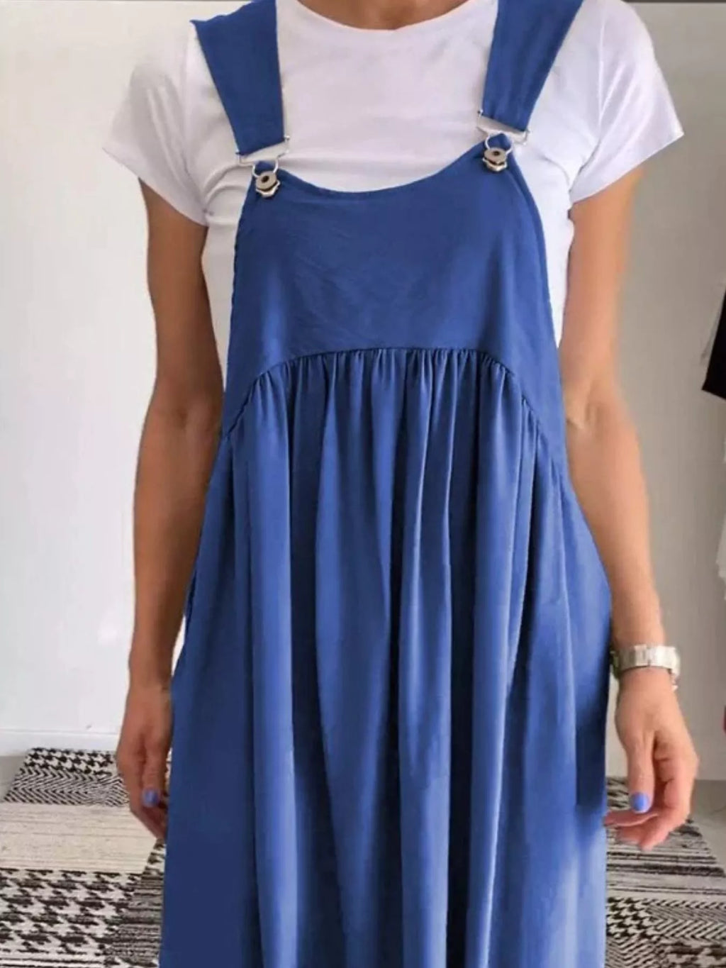 Full Size Ruched Wide Strap Overall Maxi Dress Plus (6)