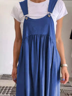 Full Size Ruched Wide Strap Overall Maxi Dress Plus (6)