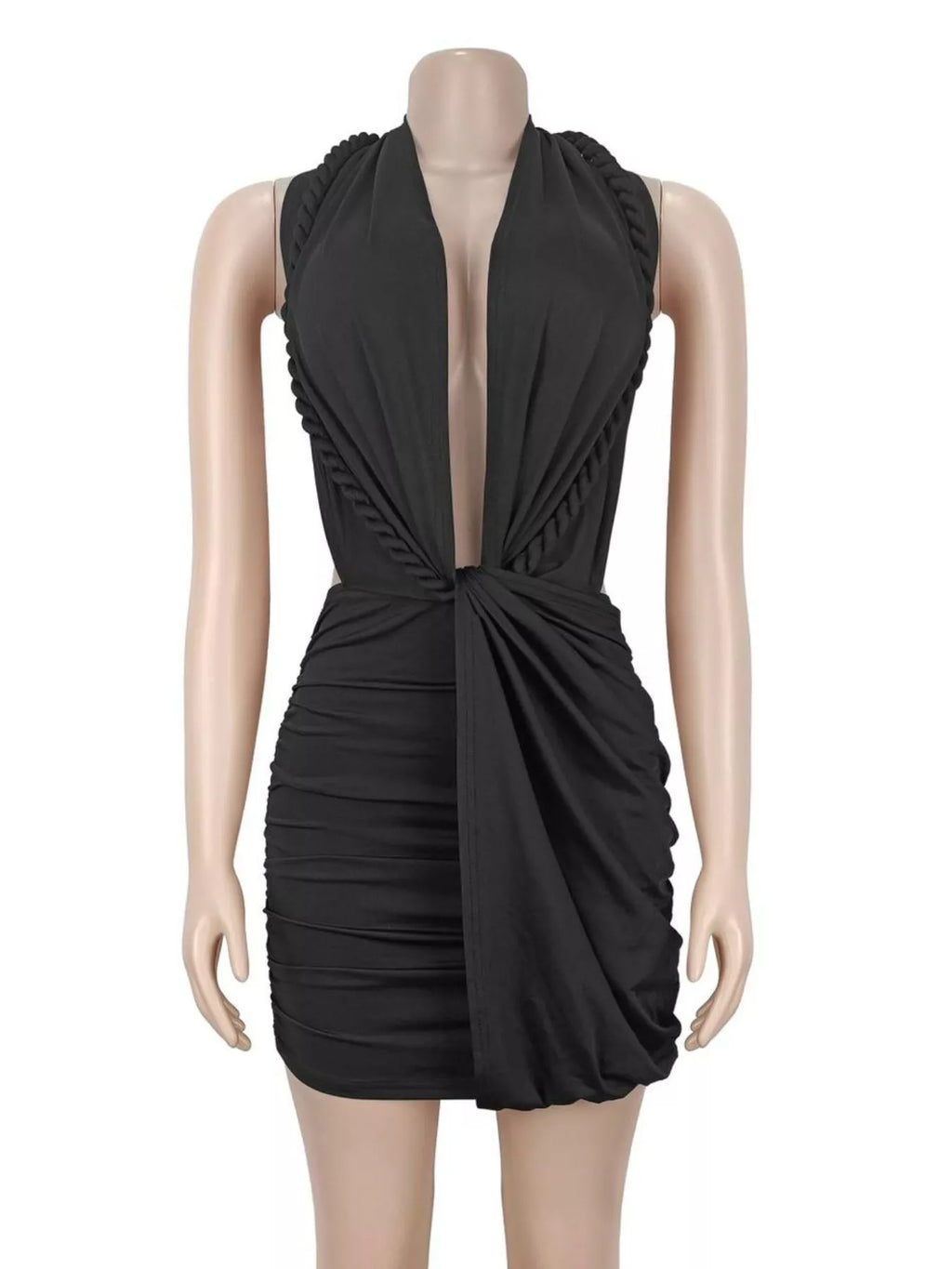 Ruched Halter Neck Bodycon Mini Dress (3)