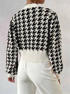 Houndstooth V-neck Button Up Cardigan (16)