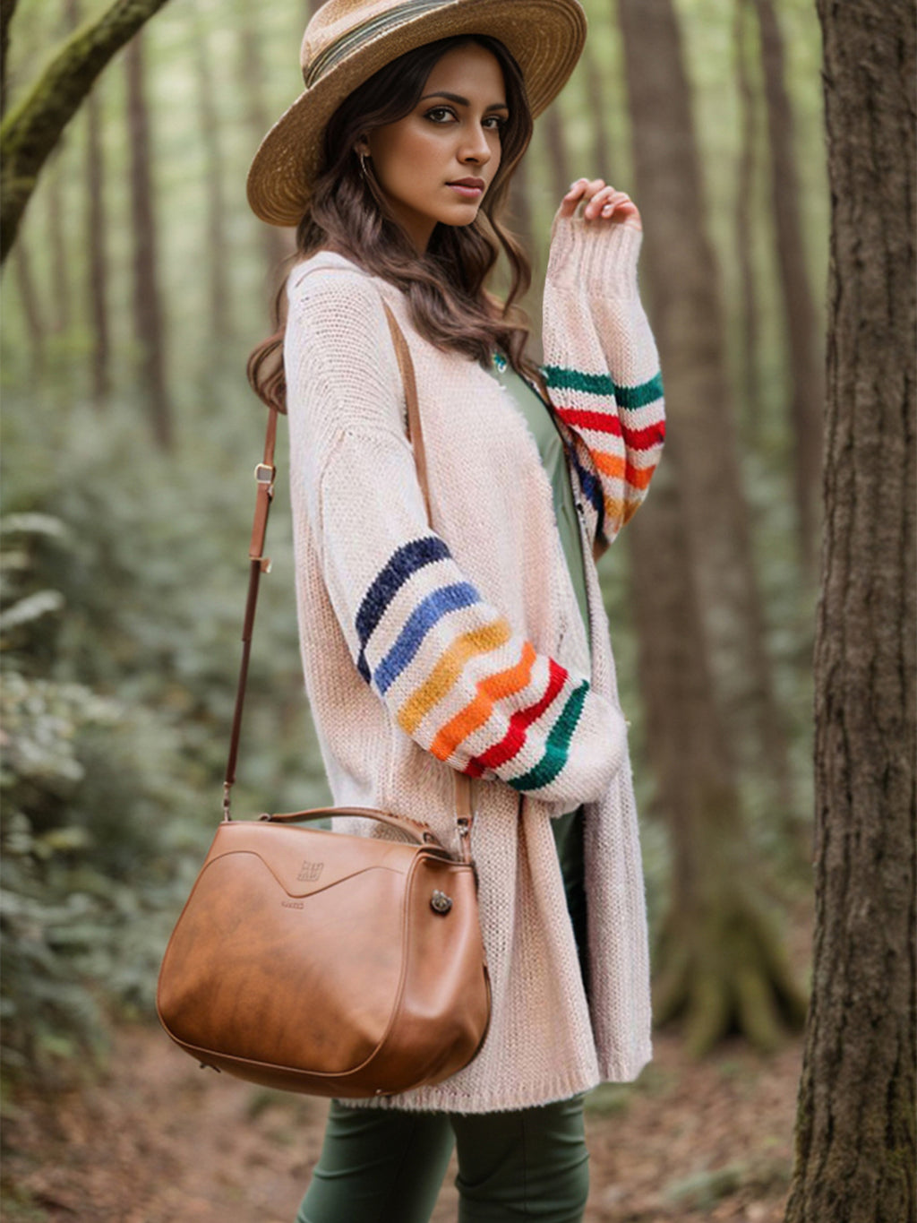 Striped Open Front Long Sleeve Cardigan (3)