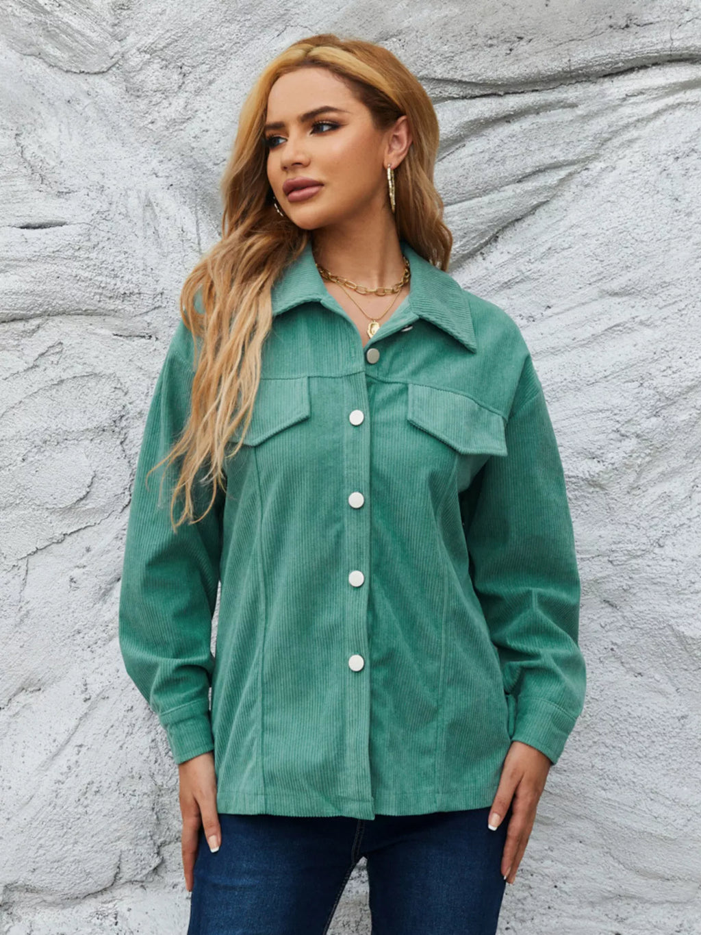 Casual Corduroy Button-down Jacket (7)