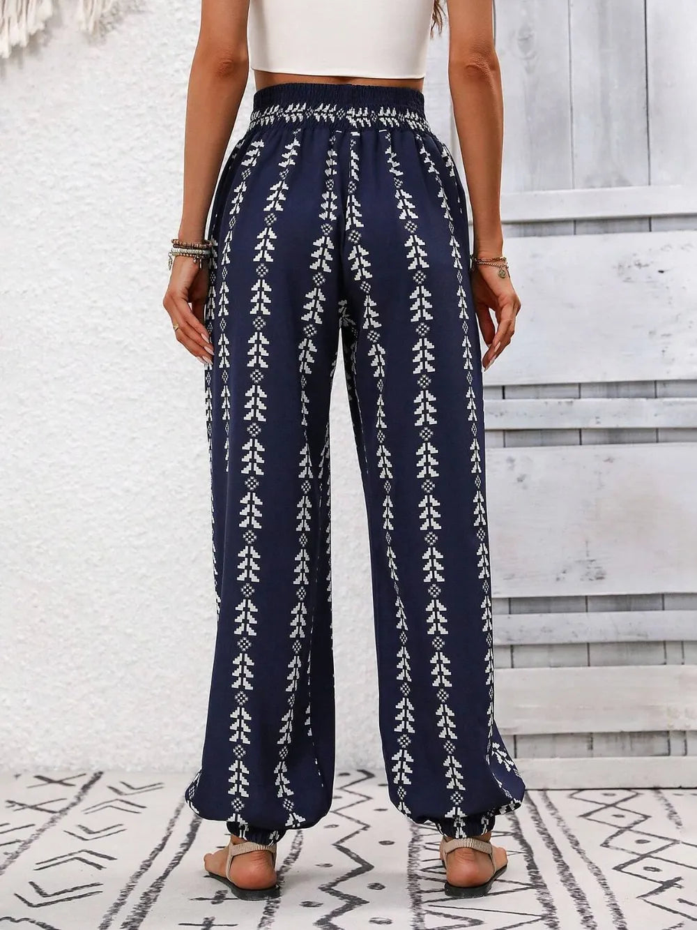 Tied Printed High Waist Pants (2)