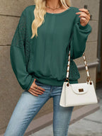 Lace Sleeve Crew Neck Sweatshirt (21)
