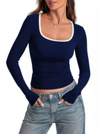 Scoop Neck Long Sleeve T-shirt (2)