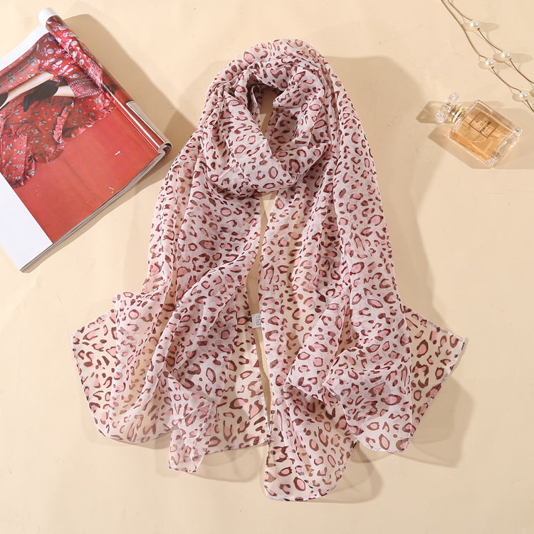 Leopard Chiffon Scarf Thin Shawl variant CJWJ137870302BY