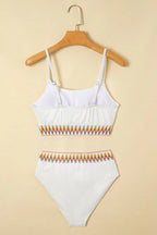 Textured Contrast Banding Bikini High Waist 2pcs Swimsuit (22)