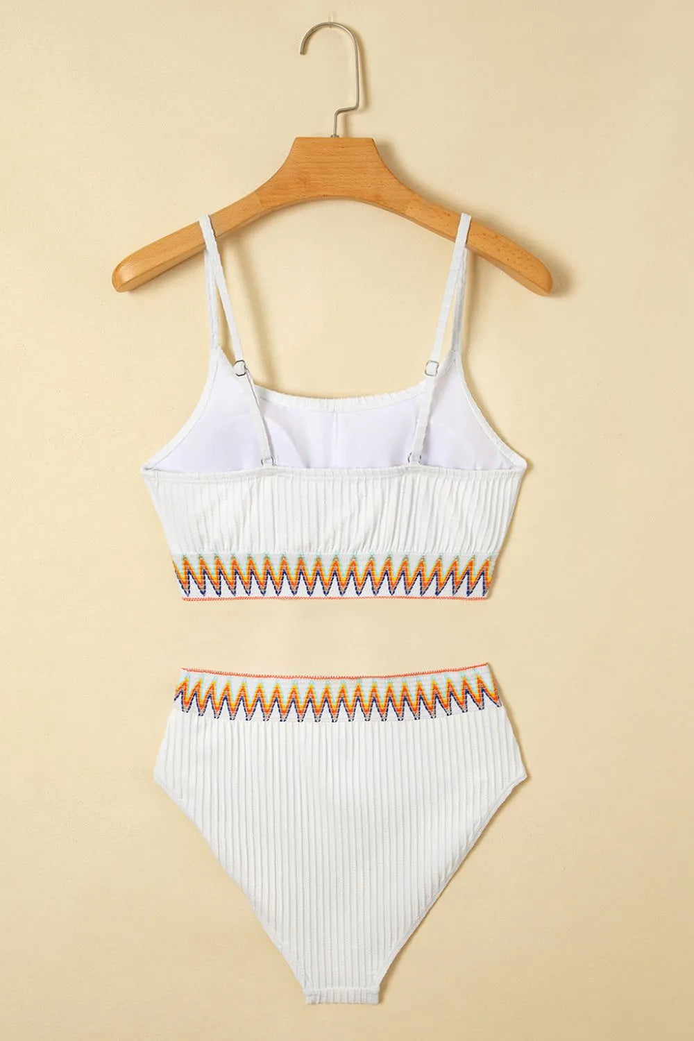 Textured Contrast Banding Bikini High Waist 2pcs Swimsuit (22)