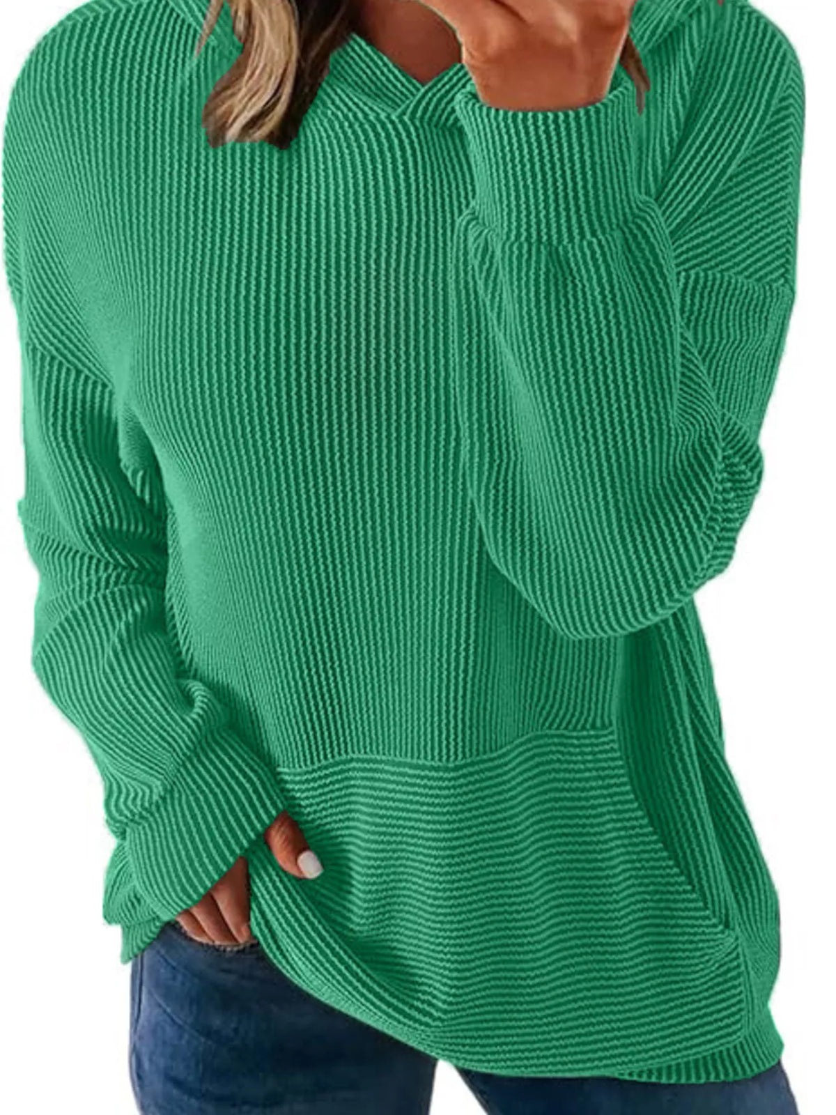 Ribbed Oversized Hoodie Sweatshirt Pocket (9)