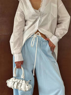 Side Stripes High-waisted Wide-leg Sweatpants (13)
