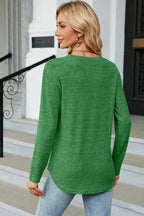 Decorative Button Round Neck T-shirt (12)