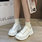 Lace Up Round Toe Platform Sneakers (4)