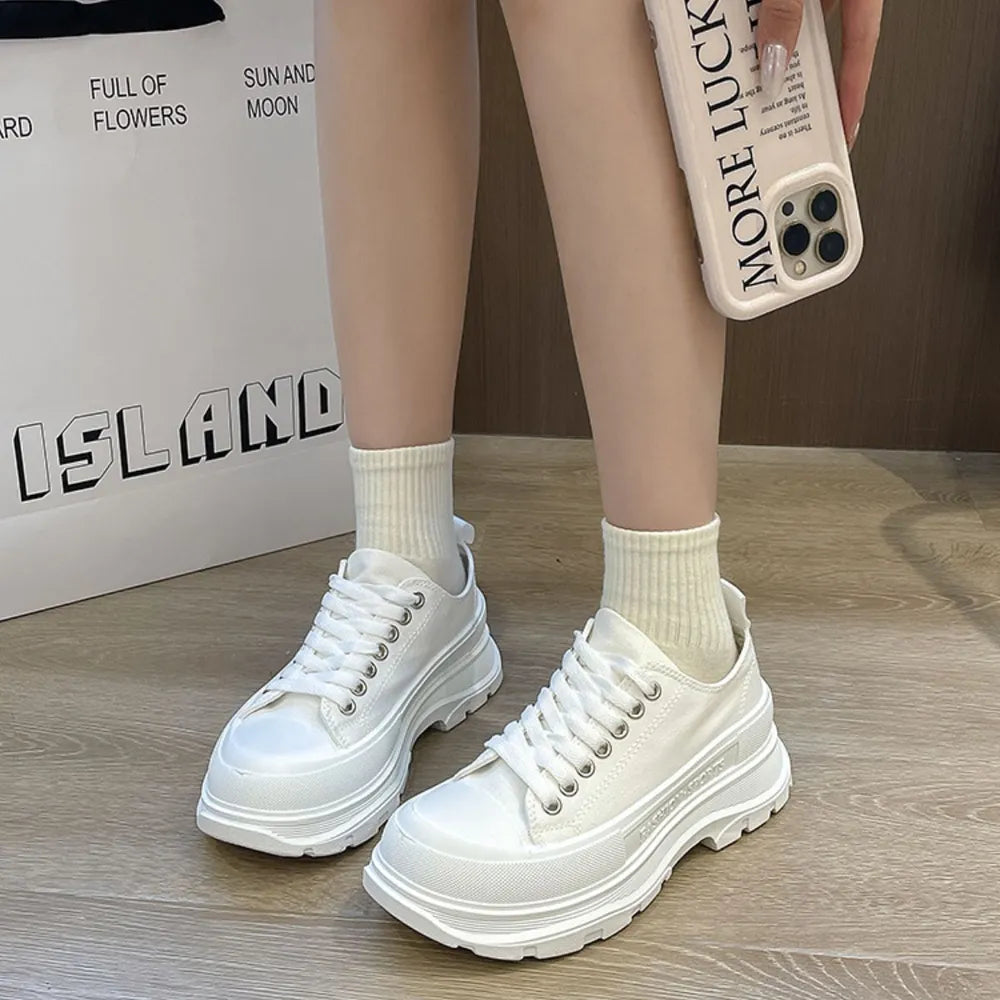 Lace Up Round Toe Platform Sneakers (4)
